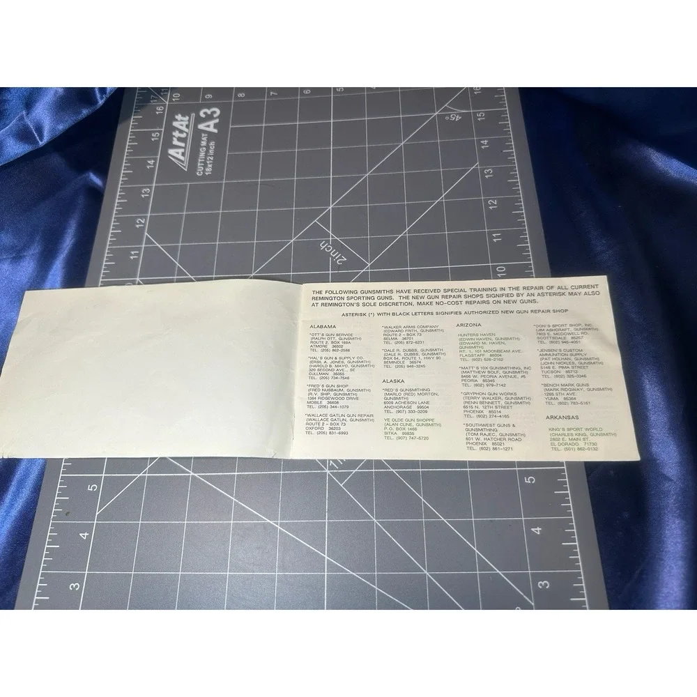 Remington - REMINGTON AUTHORIZED GUNSMITHS - booklet - Form RDR6860 Rev. 1088